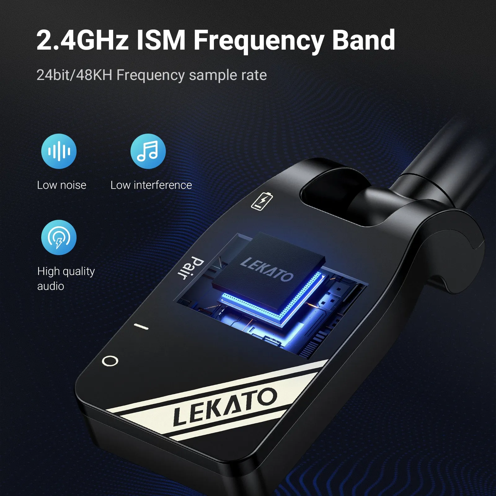 LEKATO WS-10 2.4G Wireless Guitar System Transmitter Receiver