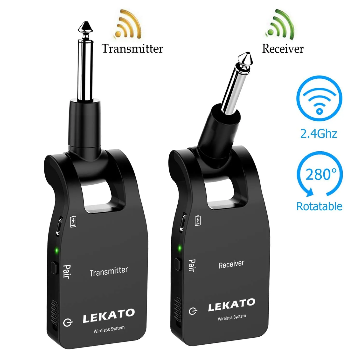 LEKATO WS-10 2.4G Wireless Guitar System Transmitter Receiver