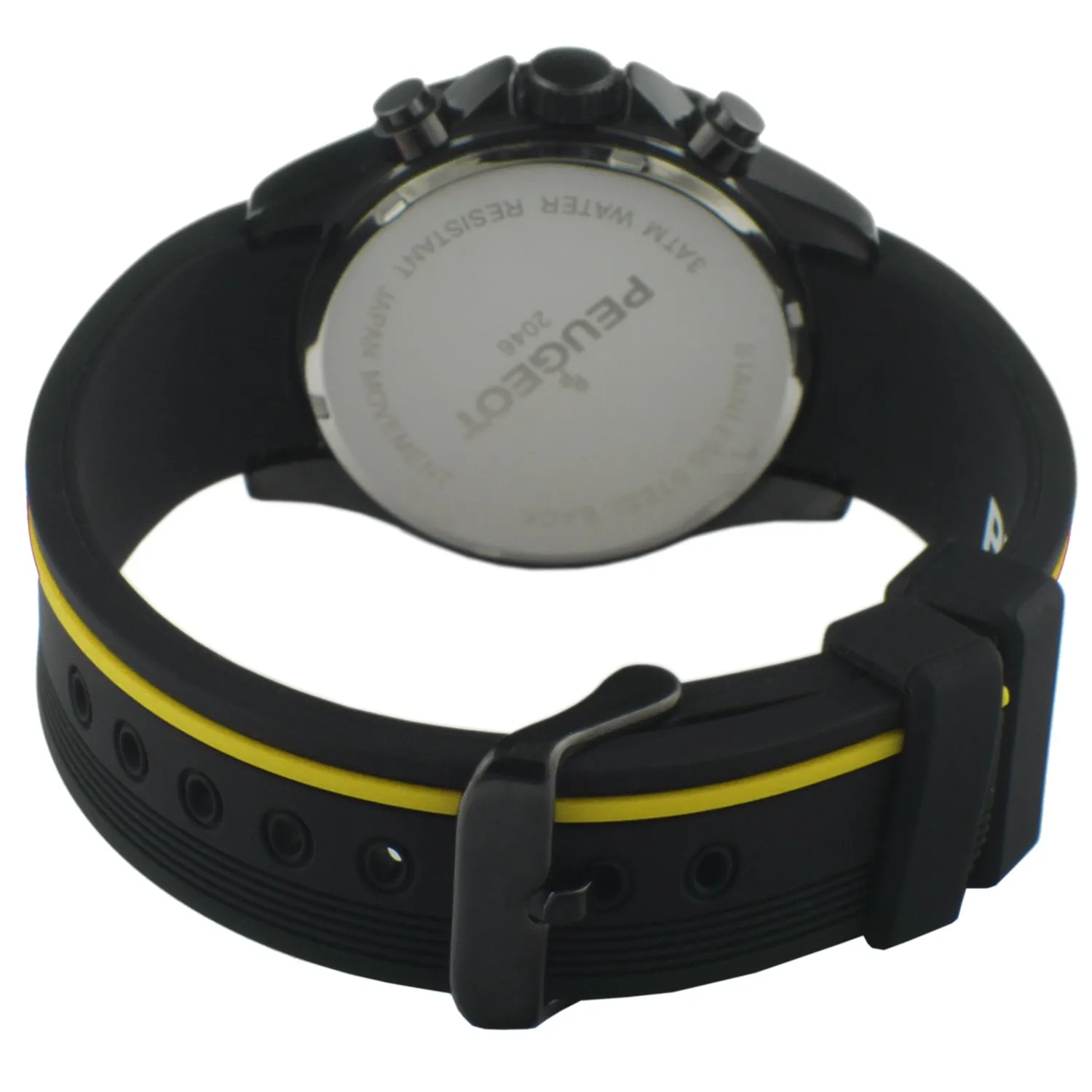 Men's 46mm Yellow Multi-Function Sport Rubber Watch