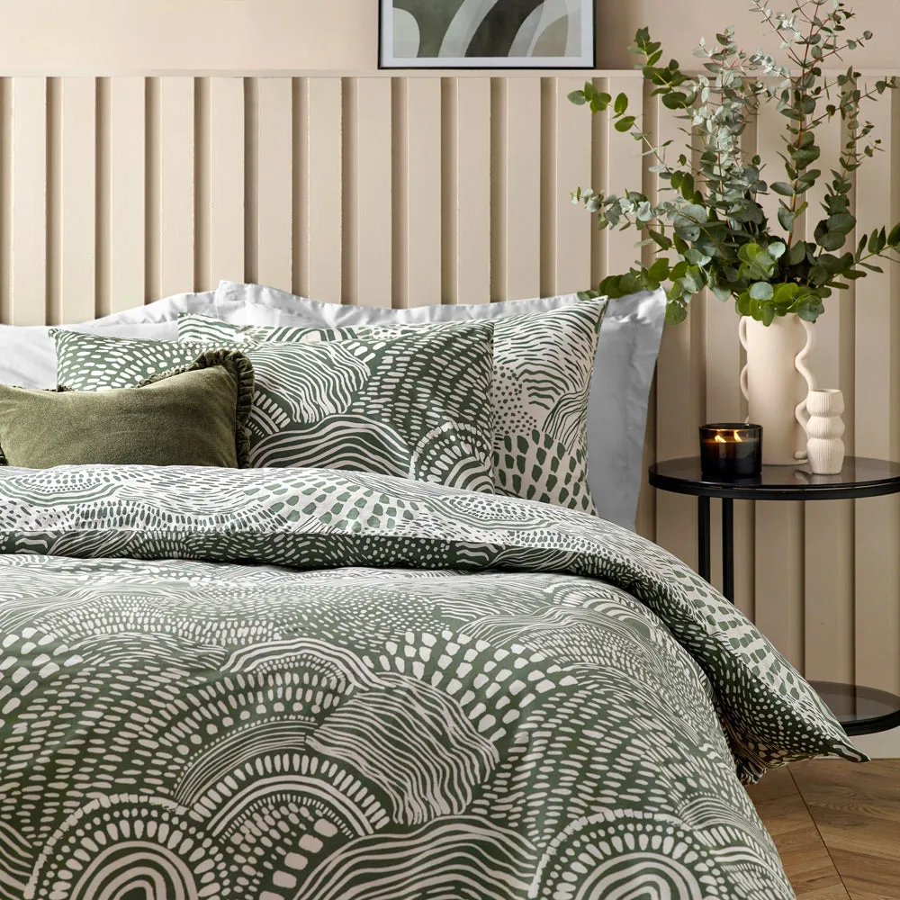 Nola Abstract Duvet Cover Set Olive