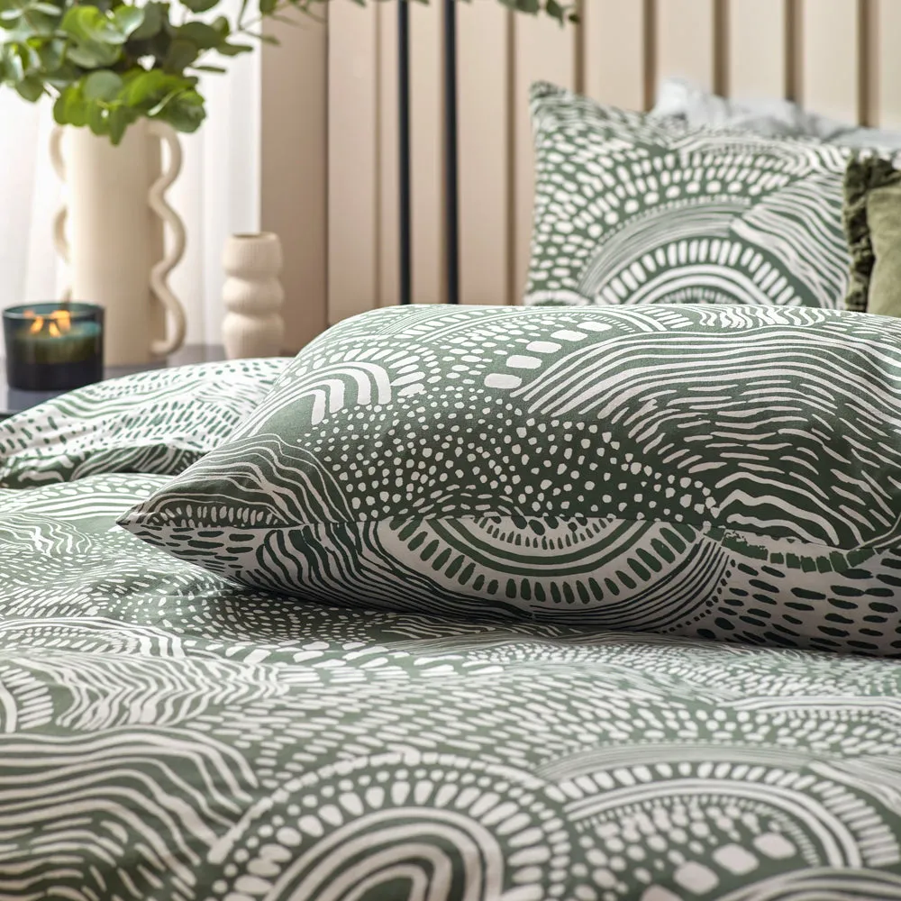 Nola Abstract Duvet Cover Set Olive