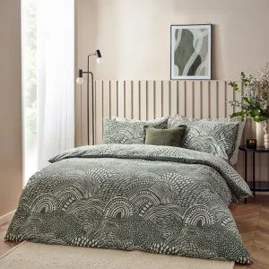 Nola Abstract Duvet Cover Set Olive