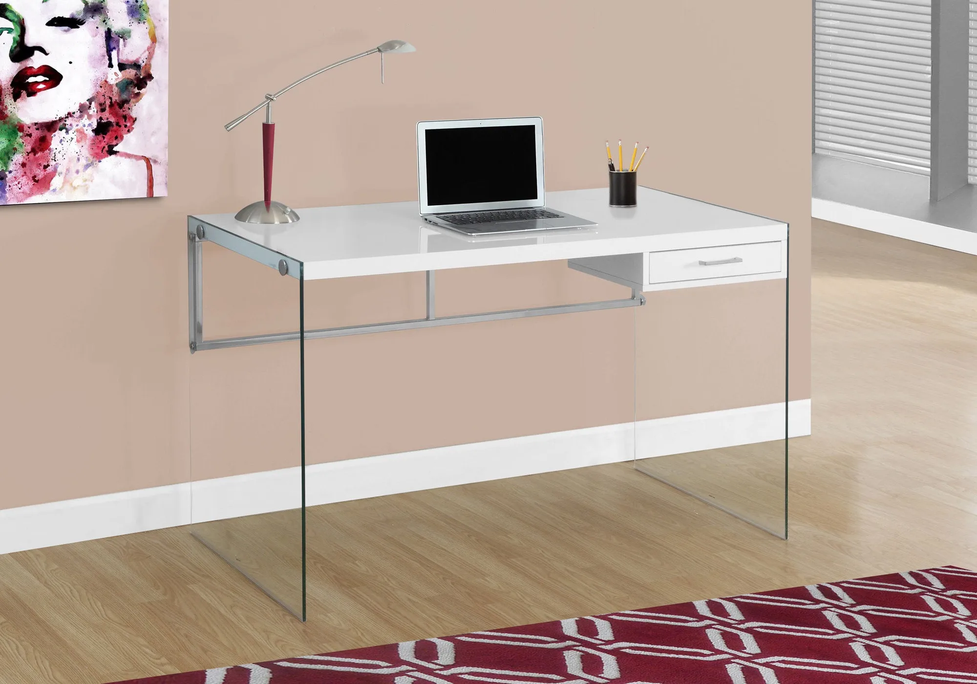 OFFICE SERIES - 48"L / GLOSSY WHITE / TEMPERED GLASS