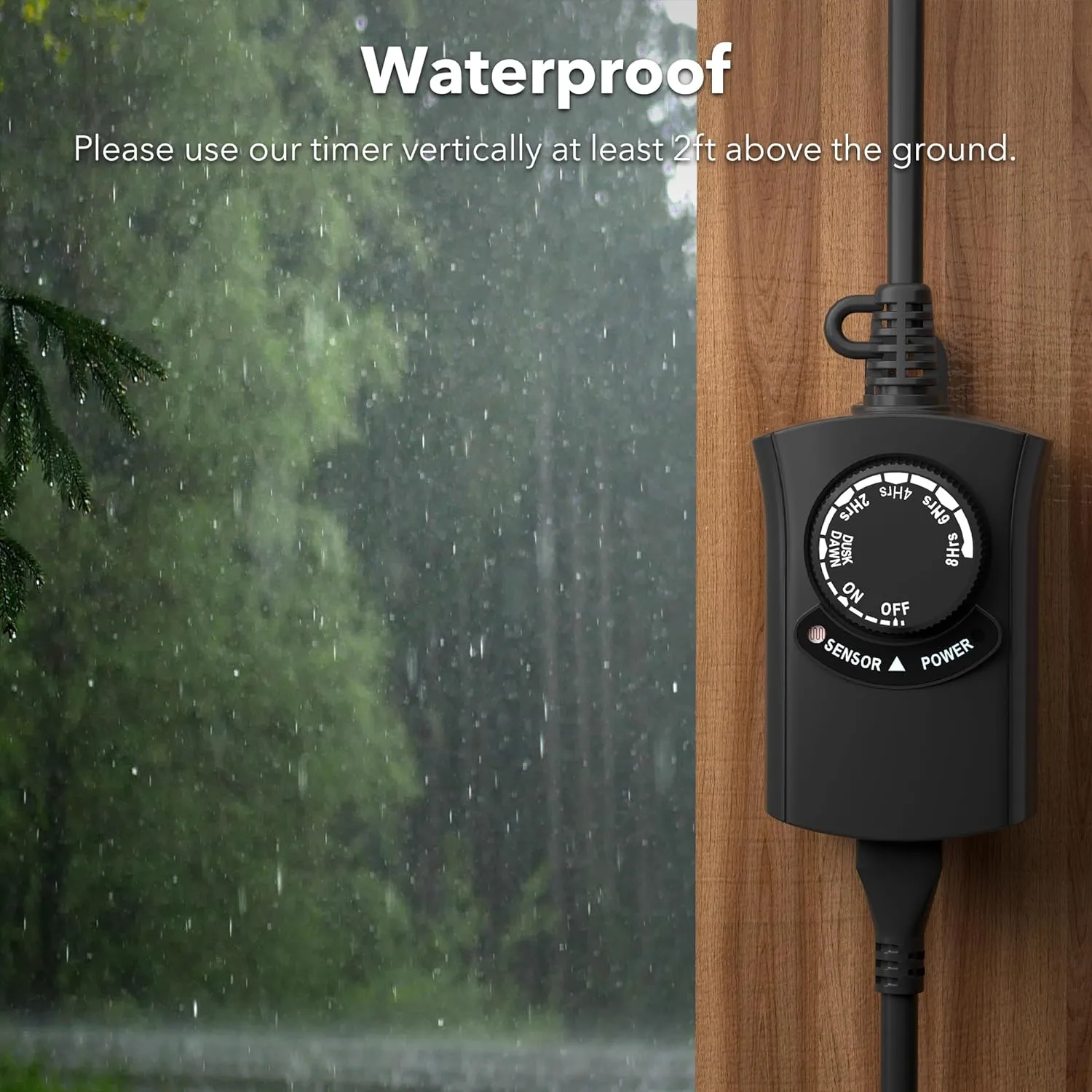 Outdoor Photocell Light Timer Waterproof Dusk to Dawn Sensor 1 Timer Outlet 2/4/6/8 Countdown HBN