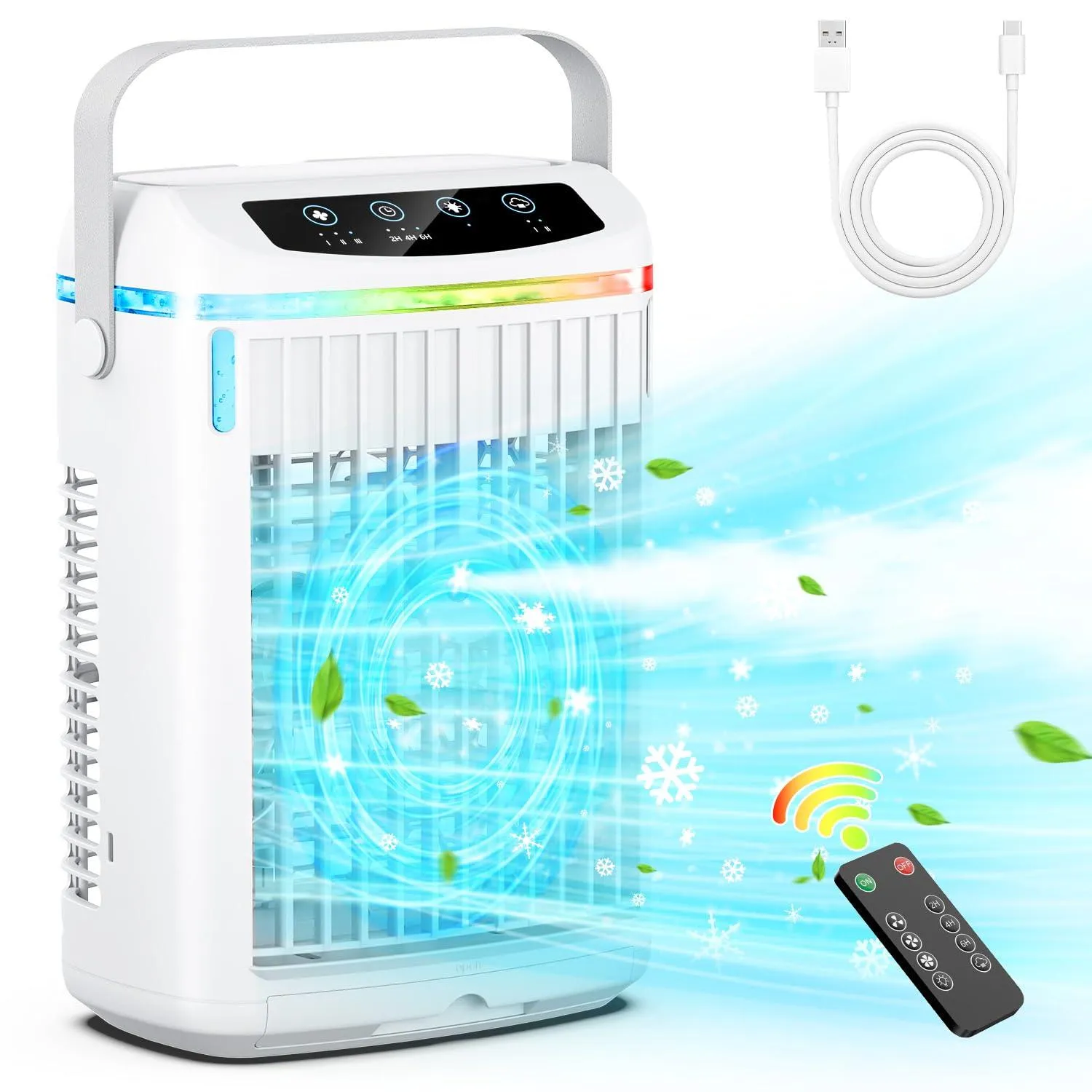 Portable Air Conditioner, Mini Air Conditioner Cooler Fan with 3 Fan Speeds