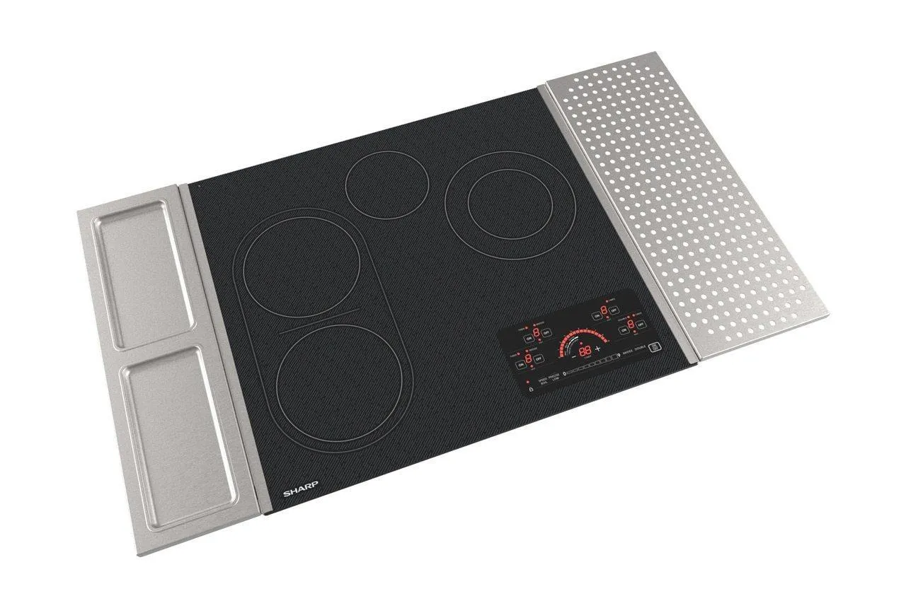 Sharp SCR2442FB 24 in. Drop-In Radiant Cooktop with Side Accessories