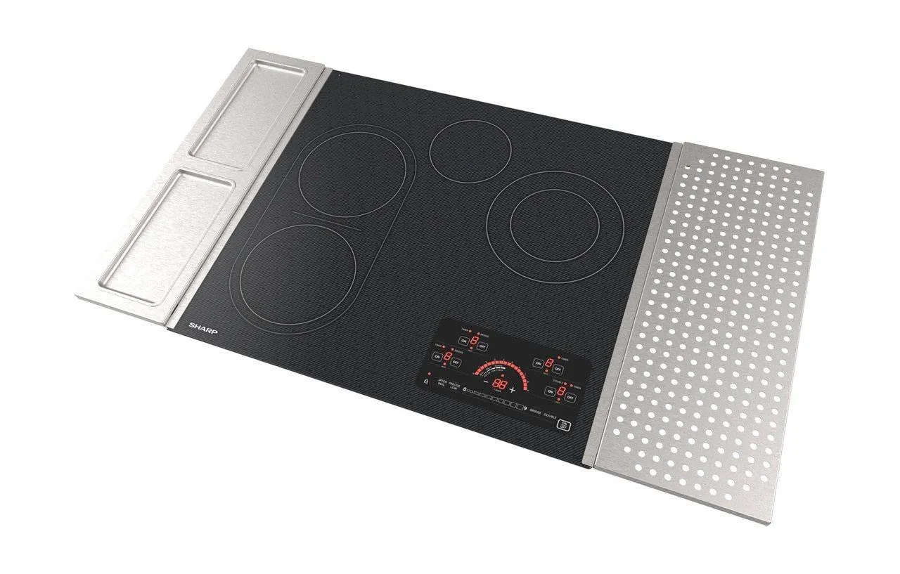 Sharp SCR2442FB 24 in. Drop-In Radiant Cooktop with Side Accessories