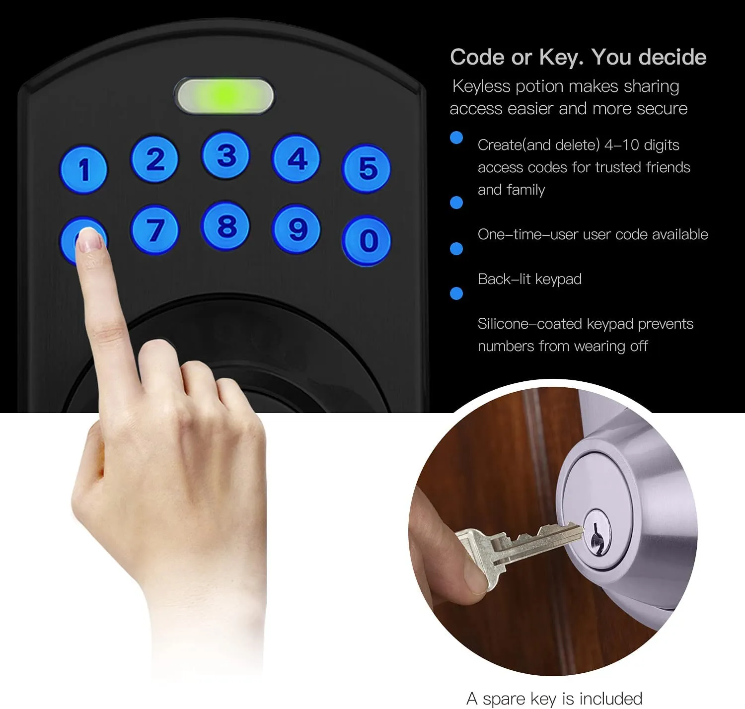 Tacklife Electronic Deadbolt Door Lock with Keypad - Model EKPL1A