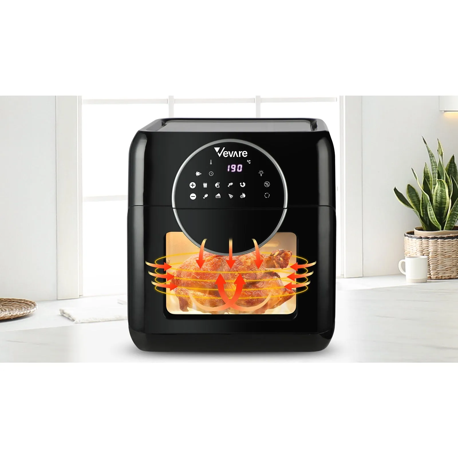 Vevare Air Fryer 10L LCD Fryers Low Fat Oven Airfryer Kitchen Cooker 1500W