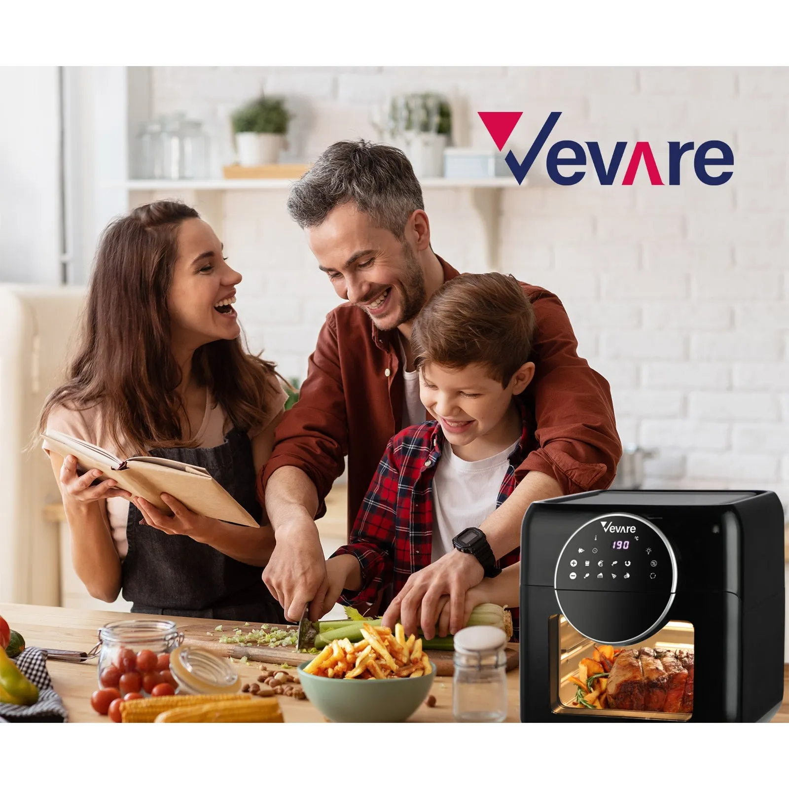 Vevare Air Fryer 10L LCD Fryers Low Fat Oven Airfryer Kitchen Cooker 1500W