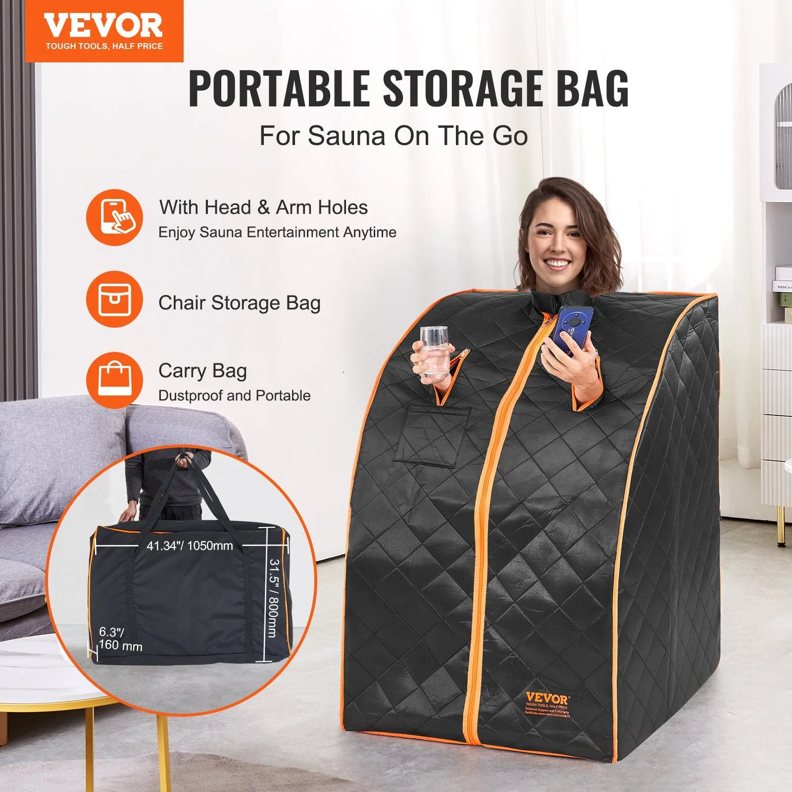 Vevor Sauna Tent 27.5" x 31.5" x 38.5" 1050W Portable Infrared Therapy 104-167°F Temperature Control New