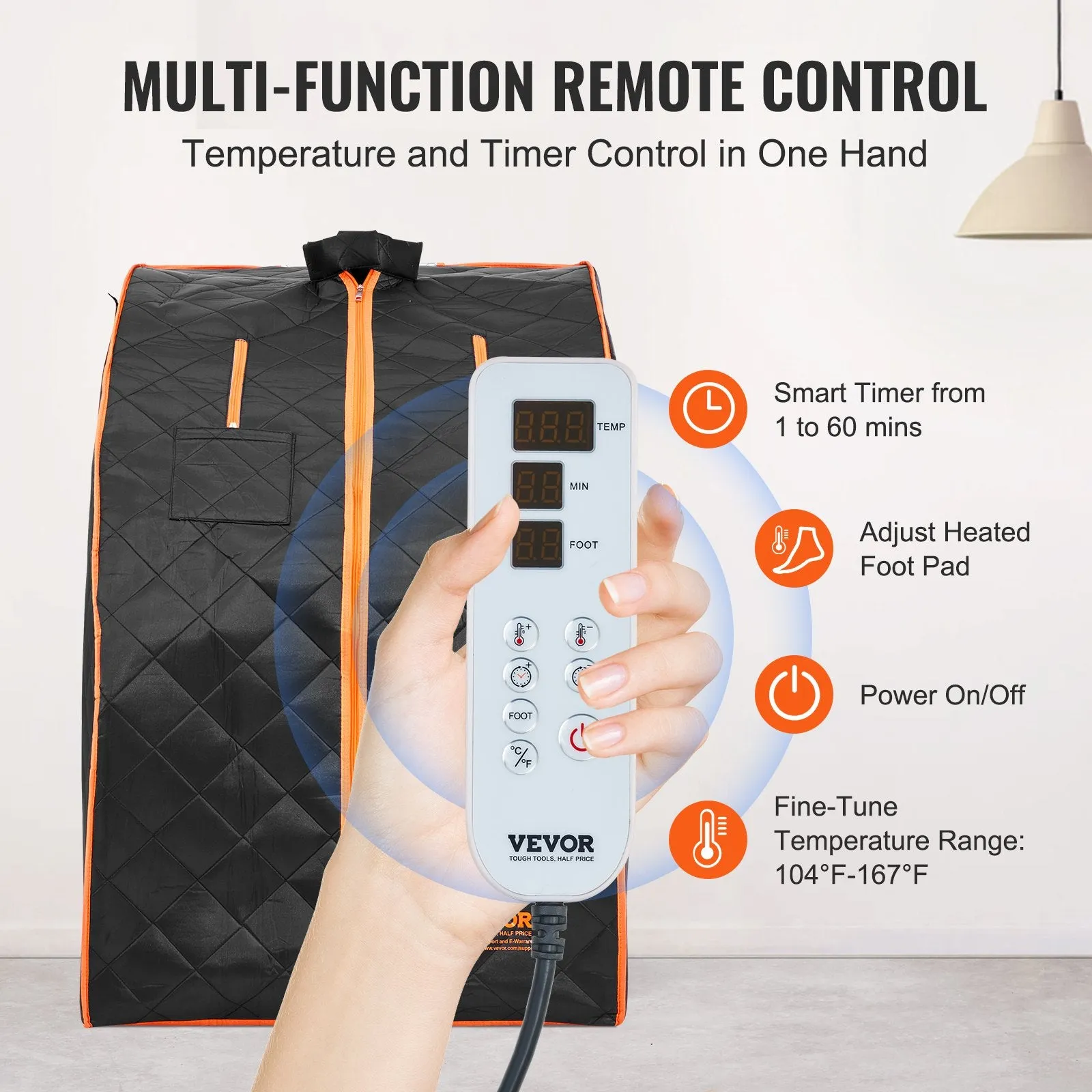 Vevor Sauna Tent 27.5" x 31.5" x 38.5" 1050W Portable Infrared Therapy 104-167°F Temperature Control New