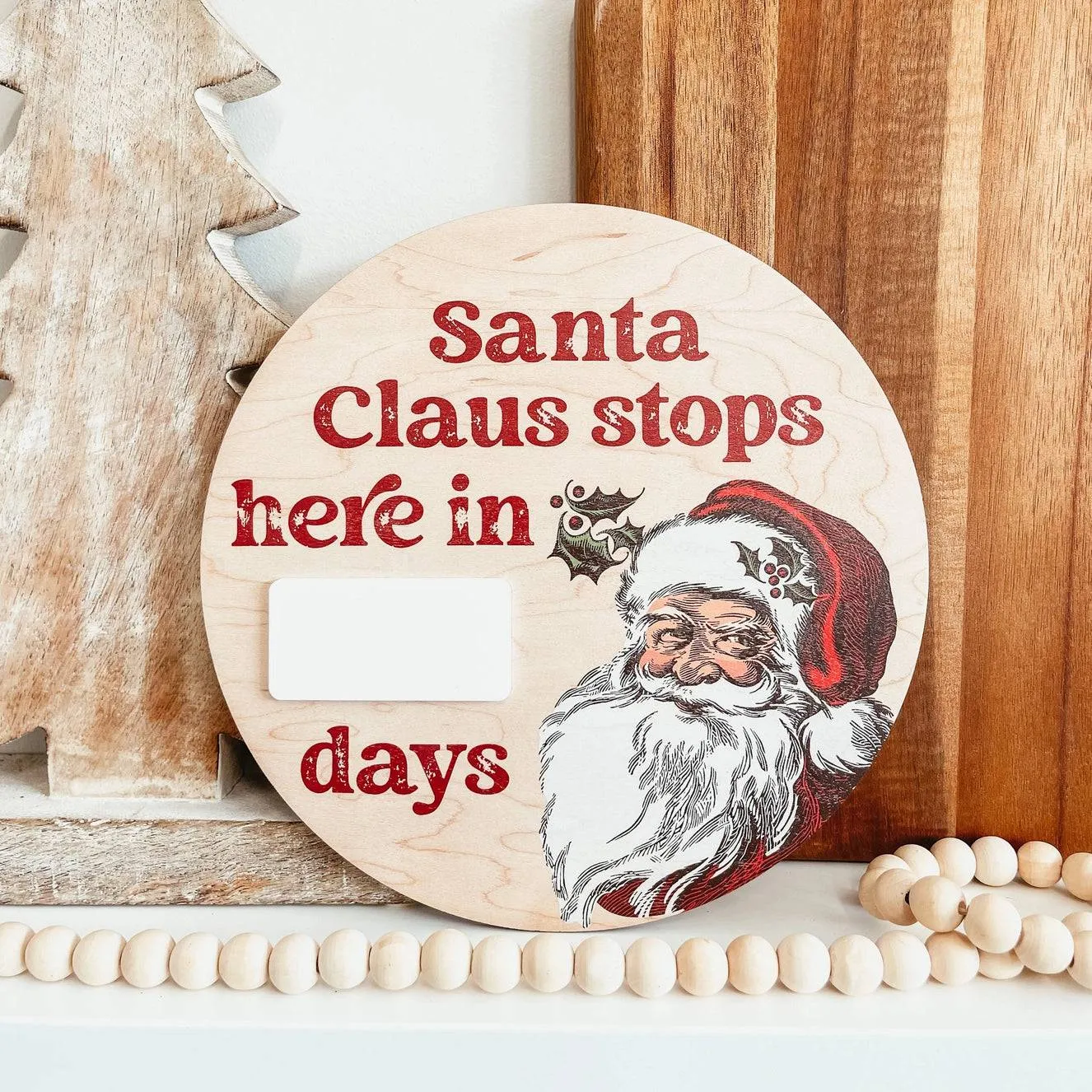 Vintage Santa Christmas Countdown Mini Sign (SALE)