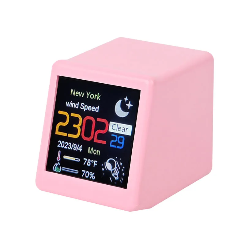 Wi-Fi Enabled Desktop Smart Mini Digital Weather Clock- Type C Plugged-in