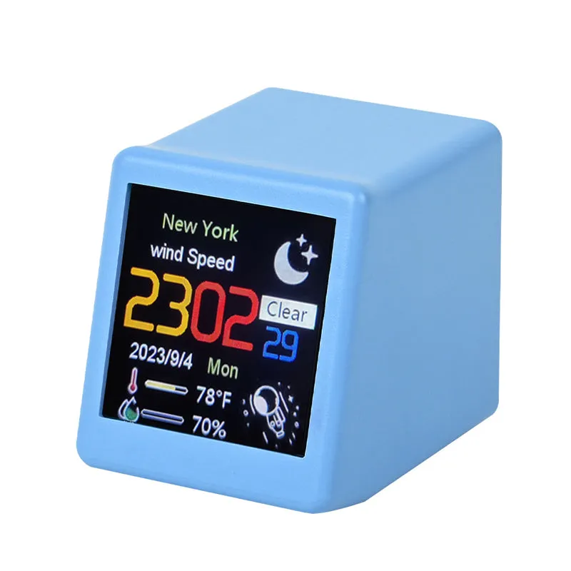 Wi-Fi Enabled Desktop Smart Mini Digital Weather Clock- Type C Plugged-in