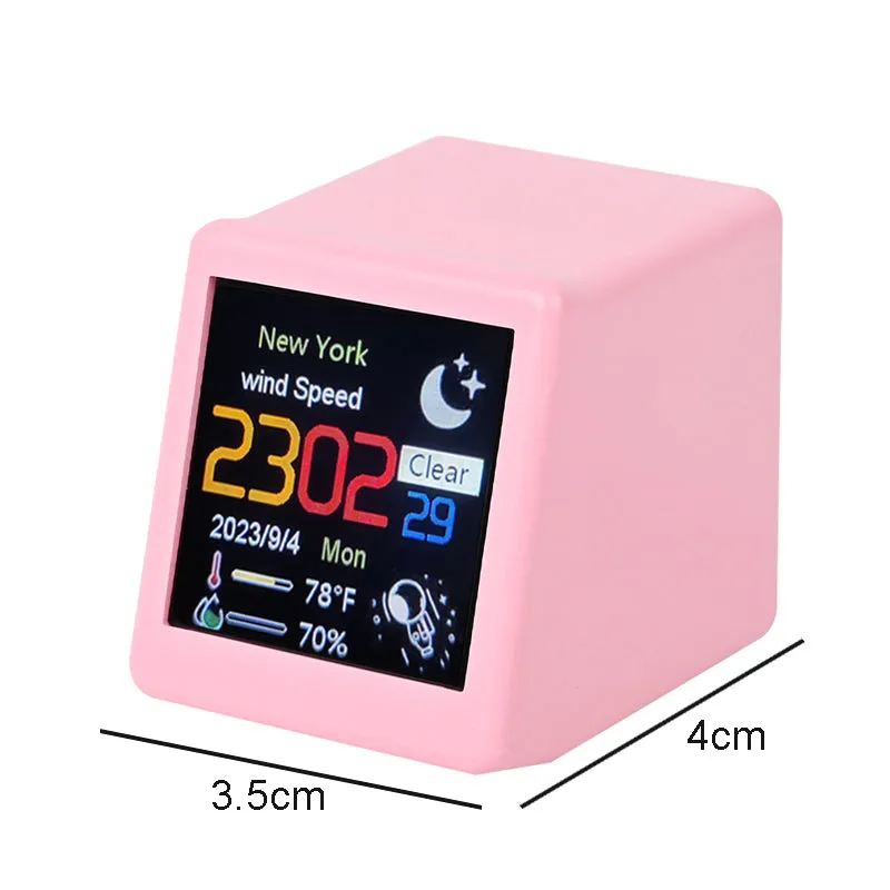 Wi-Fi Enabled Desktop Smart Mini Digital Weather Clock- Type C Plugged-in