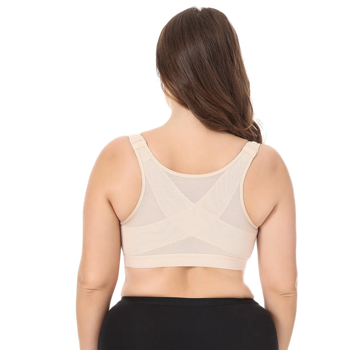 X-shape Back Support Posture Wireless Nude Full Coverage Bra